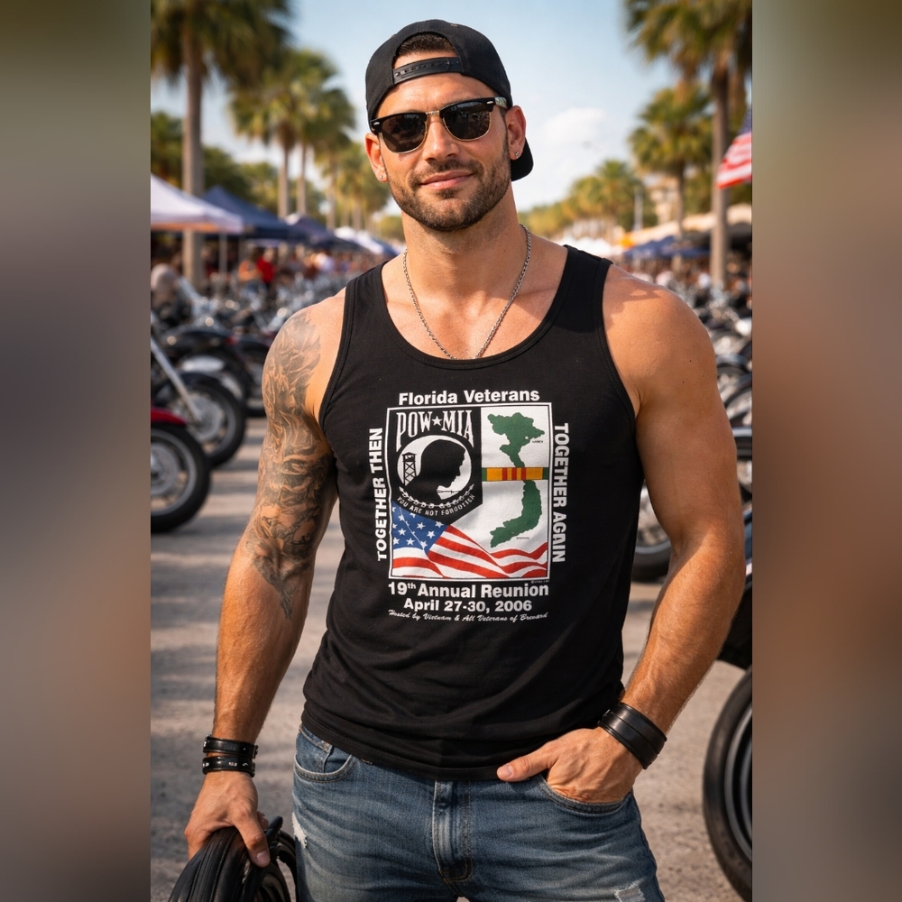 Vietnam Veterans 2006 Tank Top Med - Florida 19th Reunion POW MIA Muscle Shirt